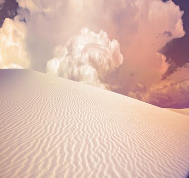 Desert dune in pink light. 3D rendering