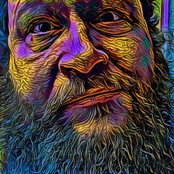 Illustration. Bearded mans face. 3D rendering