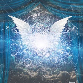 Angel Wings. Spiritual Painting. 3D rendering