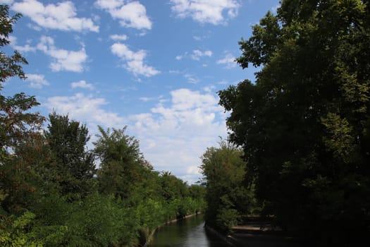 View of the a small river  in the Brescia countryside in Italy