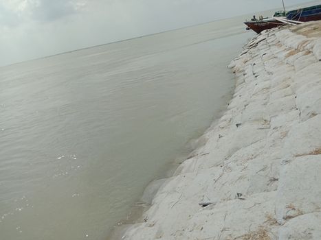 sand and water wave view in river