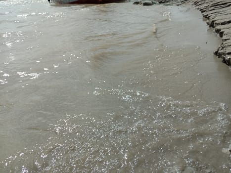 sand and water wave view in river