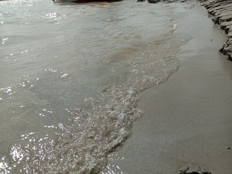 sand and water wave view in river