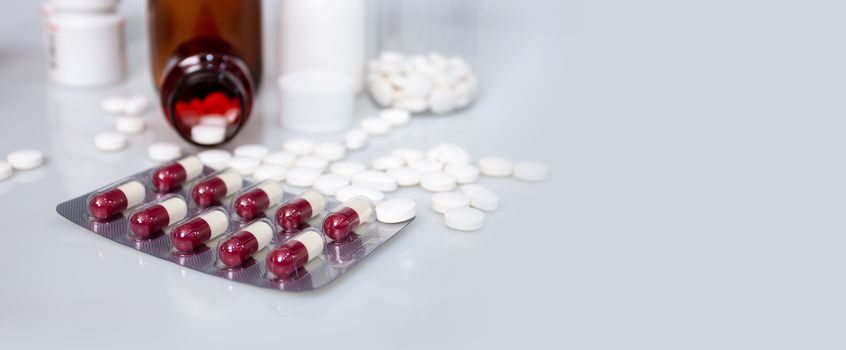 Medical concept, Drug capsule for treatment on white background.