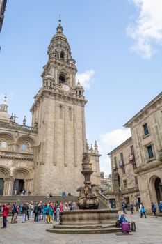 Santiago de Compostela, Spain, May 2018: View on Fonte dos Cabalos on Praza das Praterias