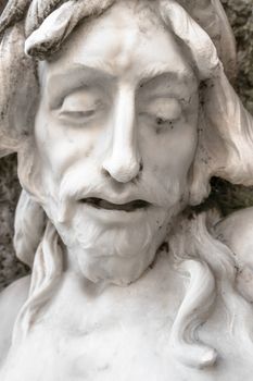 Bas-relief of Jesus crowned with thorns. Ideal for events and concepts.