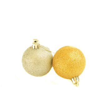 Golden and silver christmas ball isolated on white background.