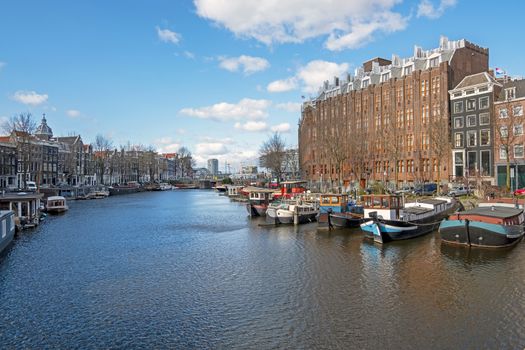 City scenic from Amsterdam at the Oude Turfmarkt in the Netherlands