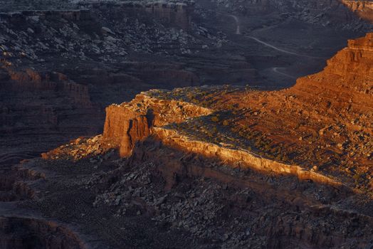 Warm sunset light on the cliffs of Dead Horse Point State Park, Utah.