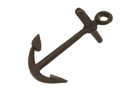 An isolated over white background image of an iron boat anchor.