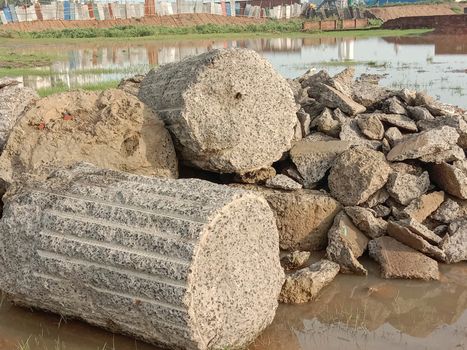 Brown Colored Stone Stock on Construction Side