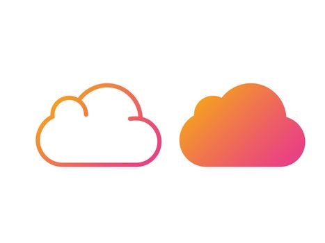 The isolated orange to pink vector colorful storage cloud thin line icon