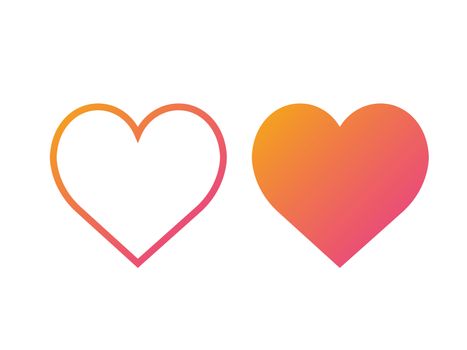 The isolated gradient orange to pink vector colorful sweet heart thin line icon