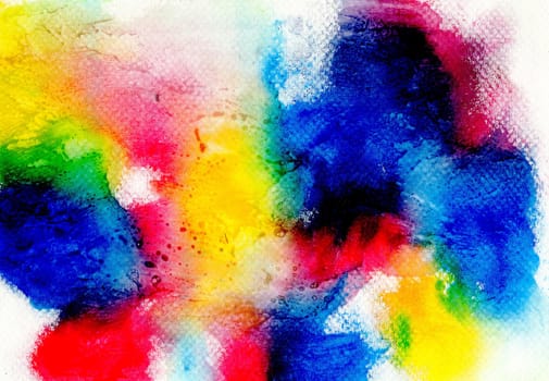 Abstract watercolor painting on paper,  hand painted in multicolor for background