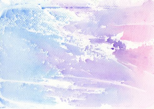 Abstract background of watercolor on paper texture, hand painted in pink and purple