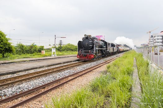 Bangkok Thailand Oct 20, 2020: -The train Steam locomotive
A steam locomotive is running on the tracks Bangkok Thailand