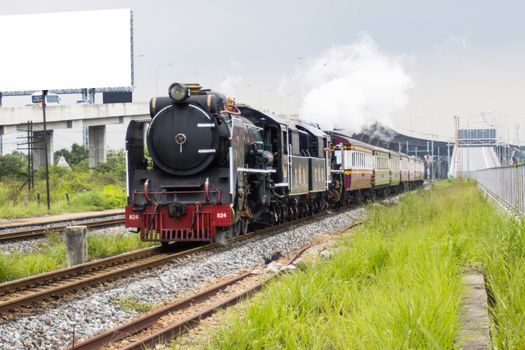 Bangkok Thailand Oct 20, 2020: -The train Steam locomotive
A steam locomotive is running on the tracks Bangkok Thailand