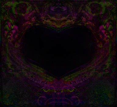 Grunge heart frame - dark decorative card