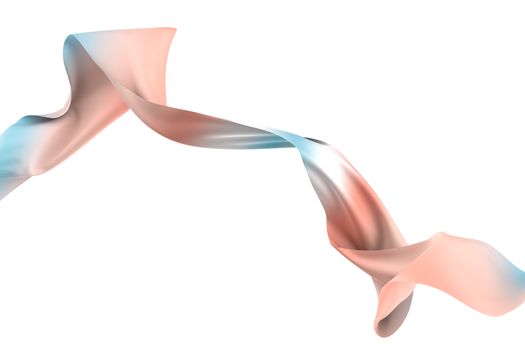 Flowing cloth with white background, 3d rendering. Computer digital drawing.