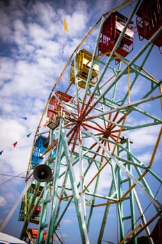 Ferris wheel in amusement park.