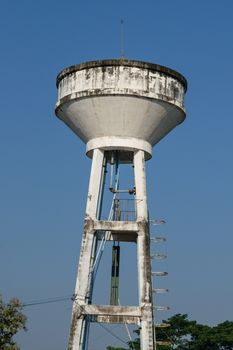 Water Tank on blue sky background.