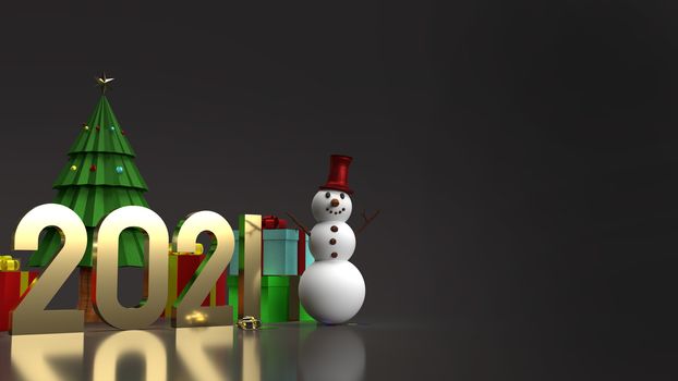 Snowman and shopping cart for Christmas and new year  holiday content 3d rendering