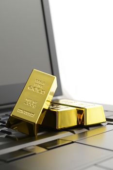 A concept of trading gold online in the open markets.