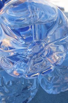 close up plastic water bottles