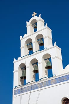 Belltower of a church in Oia, Santorini