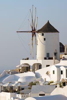 Windmill in the town of Oia on Santorini island