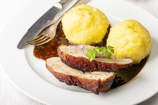 bavarian roasted pork with dumplings