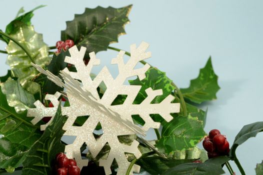 A bright white snowflake to symbolize the cold winter season.