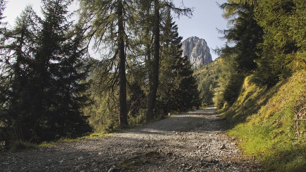 Sunny summer day with blue skies in Muttereralm, one of the mountains of the Austrian alps.