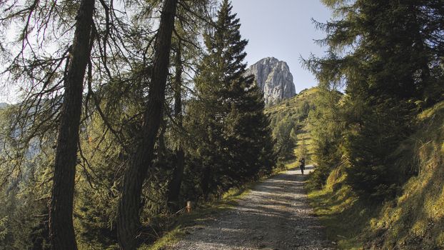 Sunny summer day with blue skies in Muttereralm, one of the mountains of the Austrian alps.