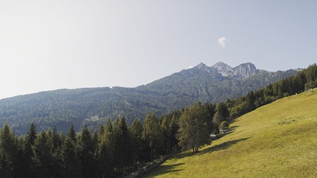 Sunny summer day with blue skies in Muttereralm, one of the mountains of the Austrian alps.