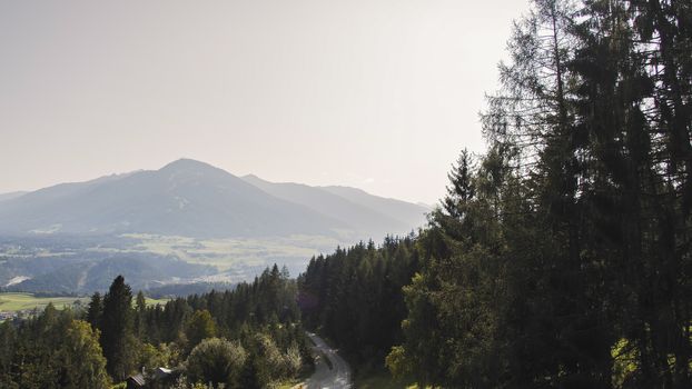 Sunny summer day with blue skies in Muttereralm, one of the mountains of the Austrian alps.