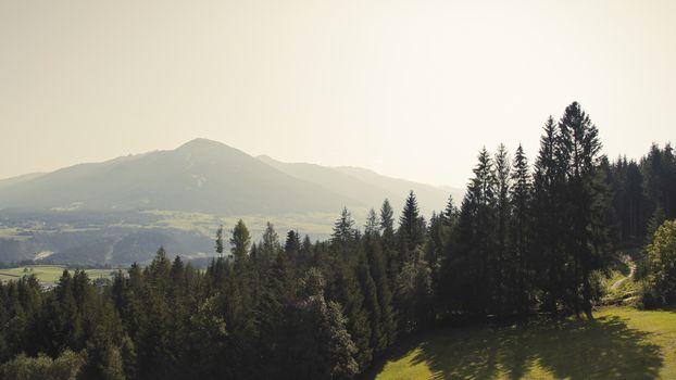 Sunny summer day with blue skies in Muttereralm, one of the mountains of the Austrian alps.