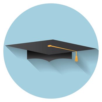 Flat design modern vector illustration of graduation cap icon.