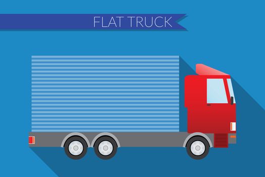 Flat design vector illustration city Transportation, small truck for transportation cargo, side view 