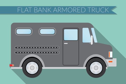Flat design vector illustration city Transportation, bank armored Truck, side view 