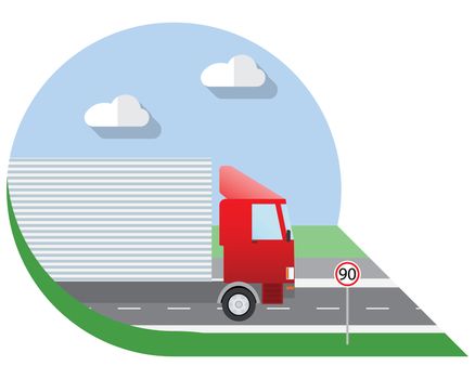 Flat design vector illustration city Transportation, truck for transportation cargo, side view icon