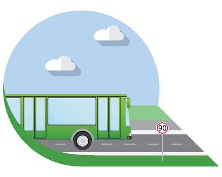 Flat design vector illustration city Transportation, city bus, side view icon