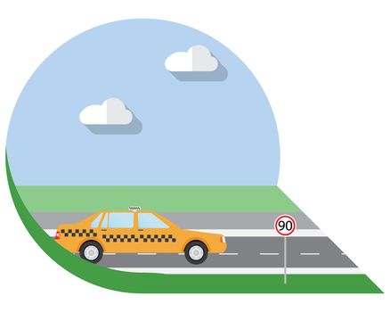 Flat design vector illustration city Transportation, city taxi, side view icon