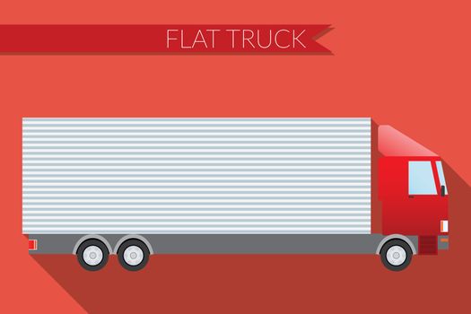 Flat design vector illustration city Transportation, truck for transportation cargo, side view 