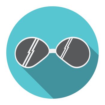 Flat design modern vector illustration of Sunglasses icon with long shadow, isolated.