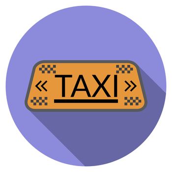 Flat design vector taxi icon with long shadow, isolated.