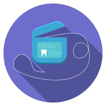Flat design modern vector illustration of dental floss icon with long shadow, isolated