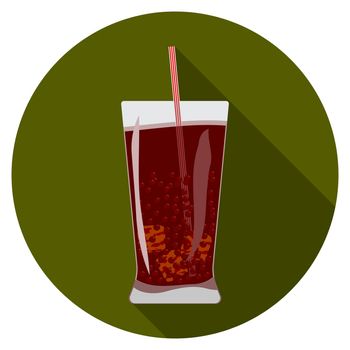 Flat design modern vector illustration of cold drink icon with long shadow, isolated.