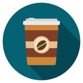 Flat design modern vector illustration of coffee icon with long shadow, isolated.