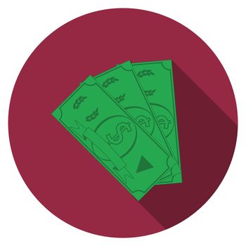 Flat design vector money icon with long shadow, isolated